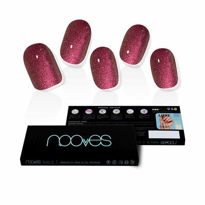 Uñas Postizas Nooves Ruby Claret Gel Autoadhesivas 20 Piezas