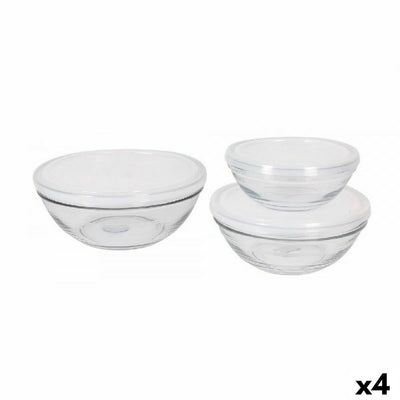 Set de Cuencos Duralex Lys Con Tapa 3 Piezas (4 Unidades)