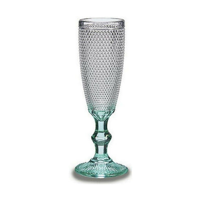 Copa de champán Vivalto PR05720ZD/BHA6 Transparente Turquesa Vidrio 185 ml Puntos (6 Unidades)