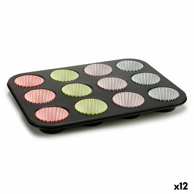 Kinvara 55011 Multicolour Muffin Pans 7 x 7 x 3 cm 35 x 3 x 26.5 cm Baking Tray (12 Pack)