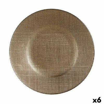 Plato Llano Vivalto 3239121P-5 Dorado Vidrio 21 x 2 x 21 cm (6 Unidades)
