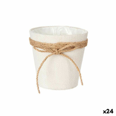 Ibergarden WY18-71 White Brown Fabric Rope Plastic Bow Flower Pot 14 x 12.5 x 14 cm 14 x 14 x 14 cm (24 Units)