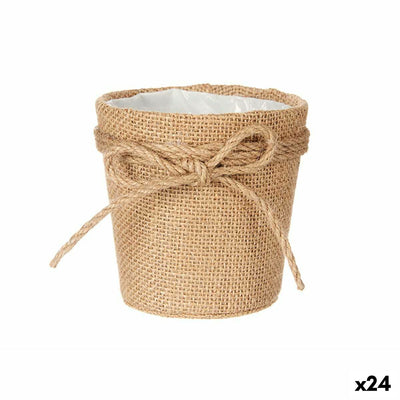 Ibergarden WY18-72 Brown Fabric Rope Plastic Flower Pot with Loop 11 x 10.5 x 11 cm (24 Units)