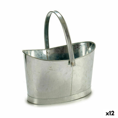 Ibergarden E51465-B Silver Zinc Basket Flower Pot 21 x 19.5 x 35.5 cm (12 Units)
