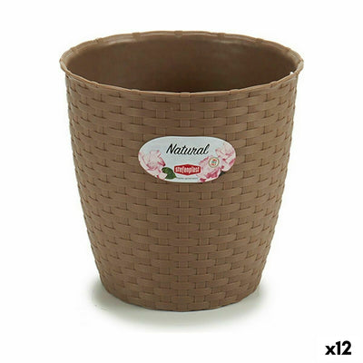 Stefanplast Brown Plastic Flower Pot 19 x 17.5 x 19 cm (12 Units)