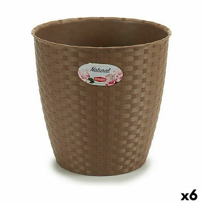Stefanplast Brown Plastic Flower Pot 24 x 22.5 x 24 cm (6 Units)