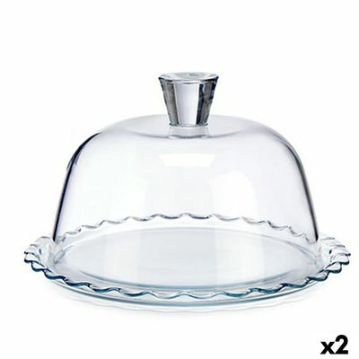 Tartera Pasabahce Petite Patisserie Transparente Vidrio 26,4 x 15,5 x 26,4 cm Ondas (2 Unidades)