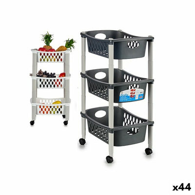 Stefanplast White Anthracite Plastic Vegetable Trolley 40 x 29.5 x 68.5 cm (44 Units)