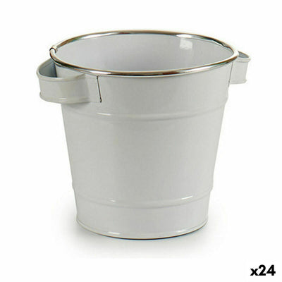 Ibergarden A60354-D White Silver Zinc Cube Planter 19.5 x 14.5 x 16.5 cm (24 Units)
