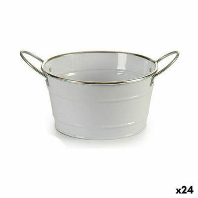 Ibergarden F60326-D White Silver Zinc Cube Planter 27.5 x 10.5 x 20 cm (24 Units)