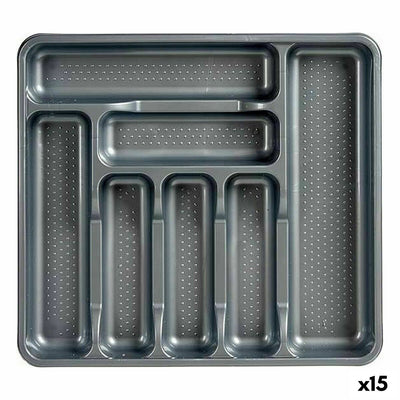 Organizador para Cubiertos Kinvara 041188 Gris Plástico 39 x 5 x 42,5 cm (15 Unidades)