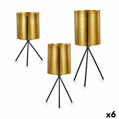 Set of Black Gold Metal Planters (6 Units)