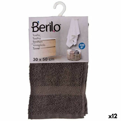 Berilo 89668 Grey Bath Towel 80% Cotton 20% Polyester 30 x 50 cm (12 Units)