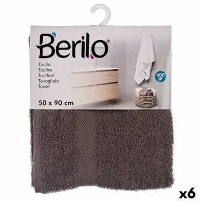 Berilo 89669 Bath Towel Grey 80% Cotton 20% Polyester 50 x 90 cm 50 x 0.5 x 90 cm (6 Units)