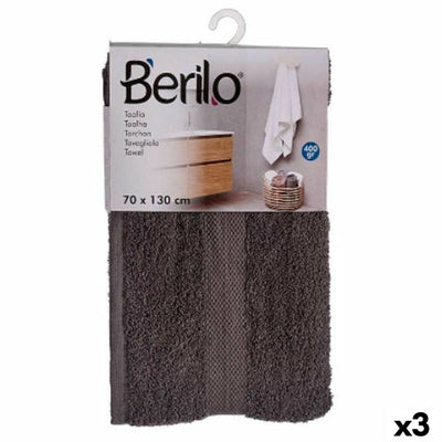 Berilo 89670 Bath Towel Grey 80% Cotton 20% Polyester 70 x 130 cm (3 Units)