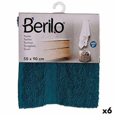 Berilo 89673 Blue Bath Towel 80% Cotton 20% Polyester 50 x 90 cm (6 Units)