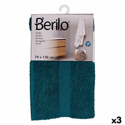 Berilo 89674 Blue Bath Towel 80% Cotton 20% Polyester 70 x 130 cm (3 Units)