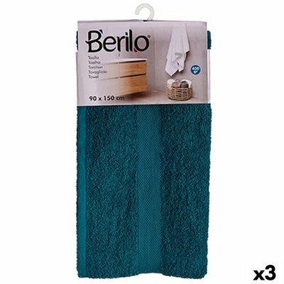 Berilo 89675 Blue Bath Towel 80% Cotton 20% Polyester 90 x 150 cm (3 Units)