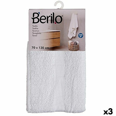 Berilo 89678 Bath Towel White 80% Cotton 20% Polyester 70 x 130 cm (3 Units)