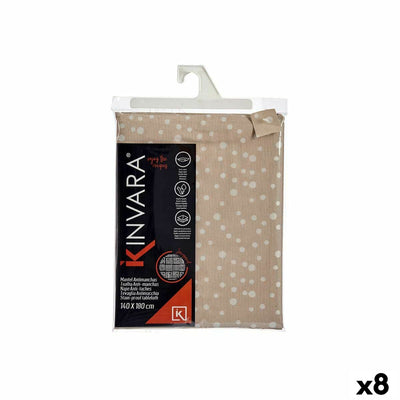Kinvara Tablecloth BABEL BEIGE 41 Beige Jacquard 140 x 180 cm Stain-Resistant Polka Dots (8 Units)