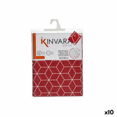 Kinvara Tablecloth CUBIC-26195-1 Garnet Canvas 140 x 180 cm Stain Resistant Abstract (10 Units)