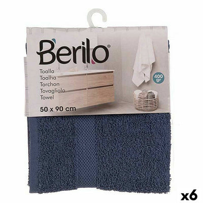 Berilo 5312 Blue Bath Towel 80% Cotton 20% Polyester 50 x 90 cm 50 x 0.5 x 90 cm (6 Units)