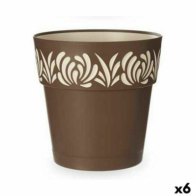 Stefanplast Gaia Brown Plastic Self-Watering Pot 29 x 29 x 29 cm (6 Units)