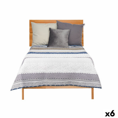 Reversible Quilt 180 x 260 cm Hexagons Blue White Gray (6 Units)