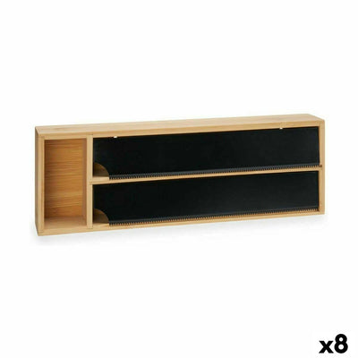 Kinvara Paper Dispenser JWKW-5153 (2) Natural Black Bamboo Stainless Steel 40 x 7 x 13 cm Double (8 Units)