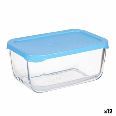 Fiambrera Pasabahce SNOW BOX Azul Transparente Vidrio Polietileno 790 ml 16,3 x 7,4 x 11,4 cm (12 Unidades)