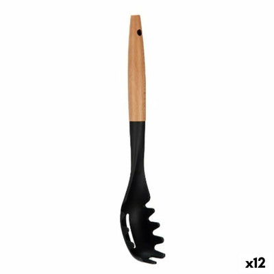 Kinvara KT190072-6 PBT Black Natural Wood Pasta Serving Spoon 6 x 33.5 x 6 cm (12 Units)