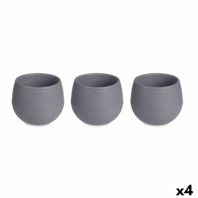 Ibergarden ES0501102S3 Anthracite Plastic Pot Set 16.5 x 16.5 x 14.5 cm (4 Units)