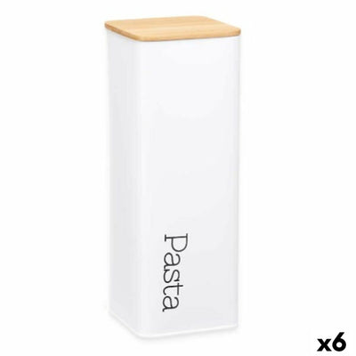 Kinvara W7081-4 White Metal Canister 8 x 26.5 x 8 cm Pasta (6 Units)