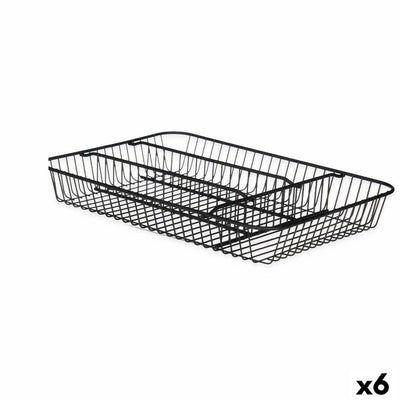 Organizador para Cubiertos Kinvara W7267-1 Negro Metal 26 x 4,7 x 35,5 cm (6 Unidades)