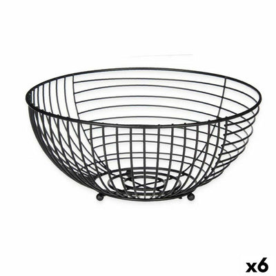 Kinvara W7728-1P Black Metal Fruit Bowl 28 x 12 x 28 cm (6 Units)