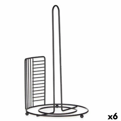 Portarrollo de Papel de Cocina Kinvara W7728-3P Negro Metal 18,5 x 31,5 x 18,5 cm (6 Unidades)