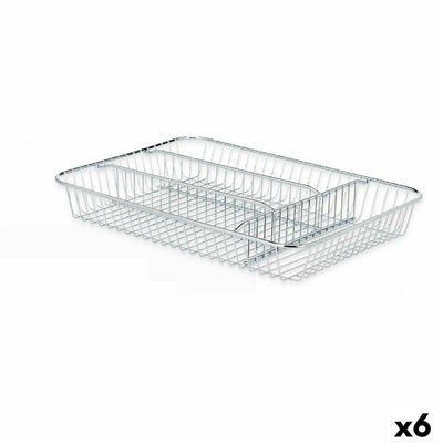 Kinvara CN-W7267-1 Chrome Silver Cutlery Organizer, Silver, Metal, 26 x 4.5 x 35.5 cm (6 Pack)