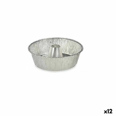 Kinvara 30287C Silver Aluminum Flan Mold 25 x 7.7 x 25 cm Disposable Flan (12 Units)