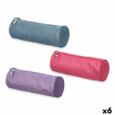 Cylindrical School Case Pincello Blue Purple Pink 22 x 8 x 8 cm (6 Units)