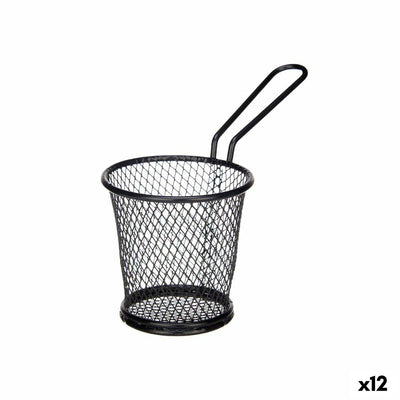 Basket for Presenting Appetizers Kinvara W8088S-BLACK Black Metal 16 x 11.5 x 8 cm (12 Units)
