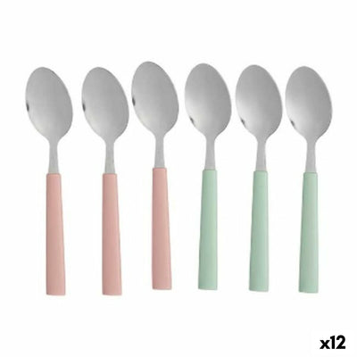 Kinvara CN-KT166096-1S Green Pink Silver Stainless Steel Plastic Spoon Set 18.7 cm (12 Units)