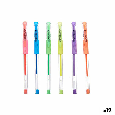 Set of Biros Pincello Yellow Blue Green Multicolour Orange Pink Violet (12 Units)