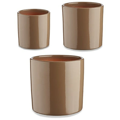 Ibergarden CILINDRO-7006 Taupe Clay Cylinder Pot Set Ø 14 cm Ø 22 cm Ø 17 cm 3 Pieces
