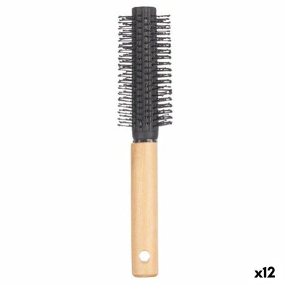 Brosse Ronde Berilo Marron Noir Bois Silicone Plastique (12 Unités)