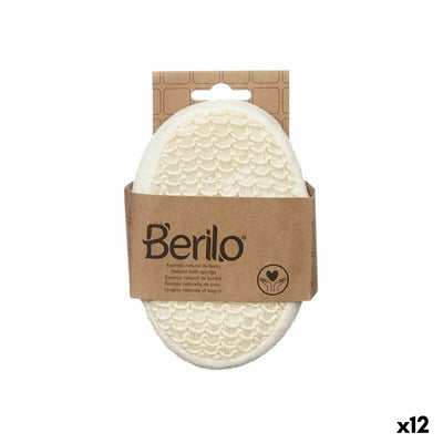 Body Sponge Berilo White Beige 11 x 15 x 5 cm (12 Units)